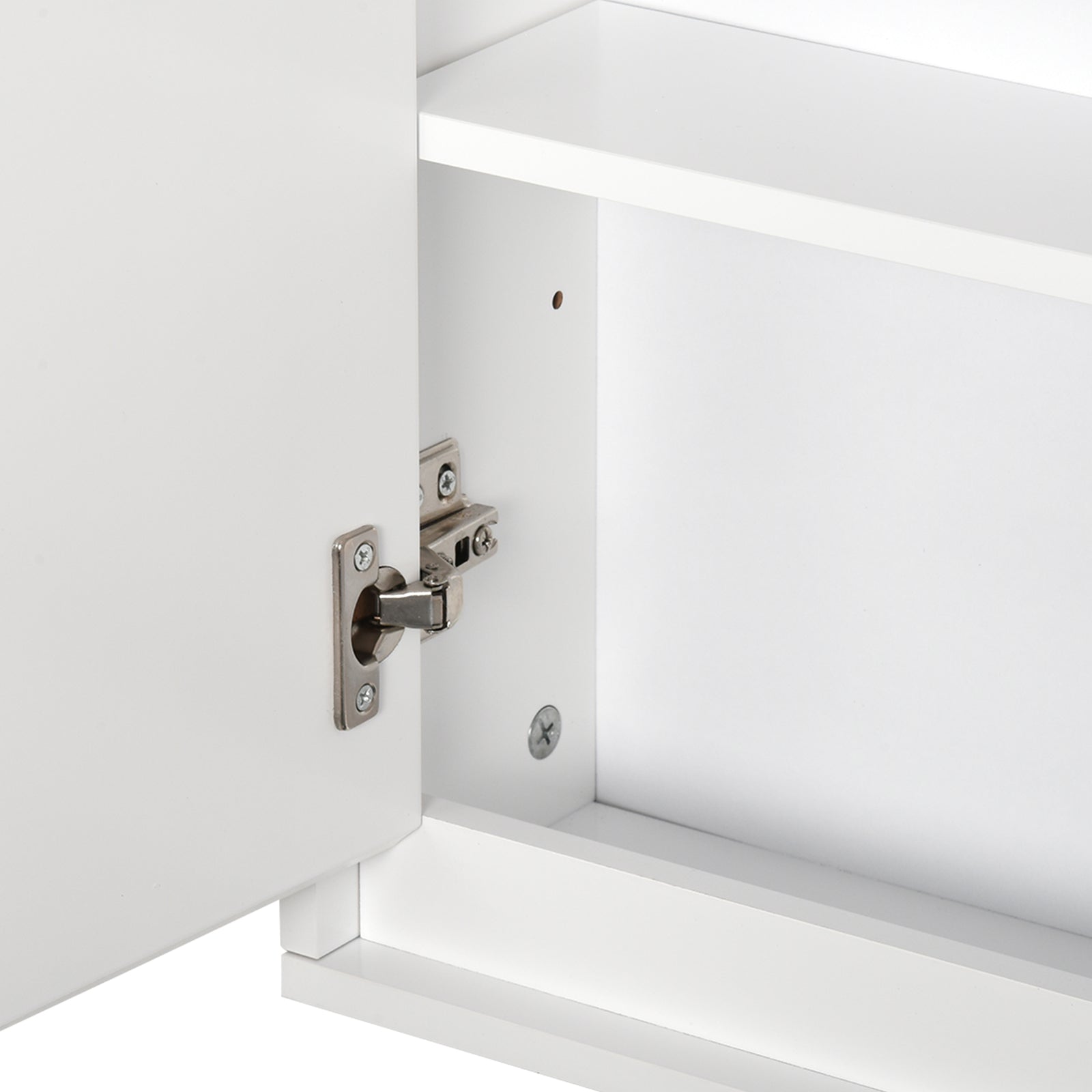 Wall Mounted Mirror Cabinet With Storage Shelf Bathroom | One Size | White