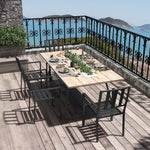Stackable Outdoor Garden Chairs With Metal Slatted Design | Set of 4 | Black
