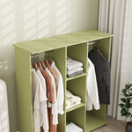 Mobile Double Open Wardrobe W/ Clothes Hanging Rail | Green