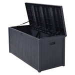 430L Large Garden Storage Box – Wooden Style Outdoor Storage Box, Waterproof, Durable & Easy to Assemble (No Wheels) | Grey