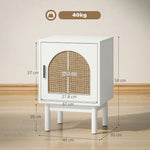 Boho Bedside Table With Rattan Door And Adjustable Shelf | White