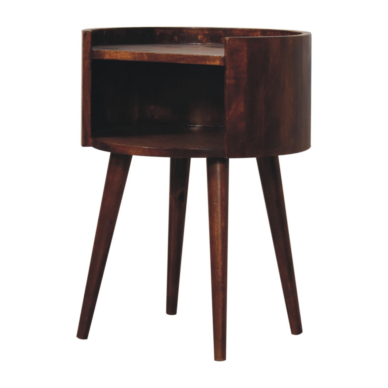 Solid Wood Chestnut Round Open Slot Bedside
