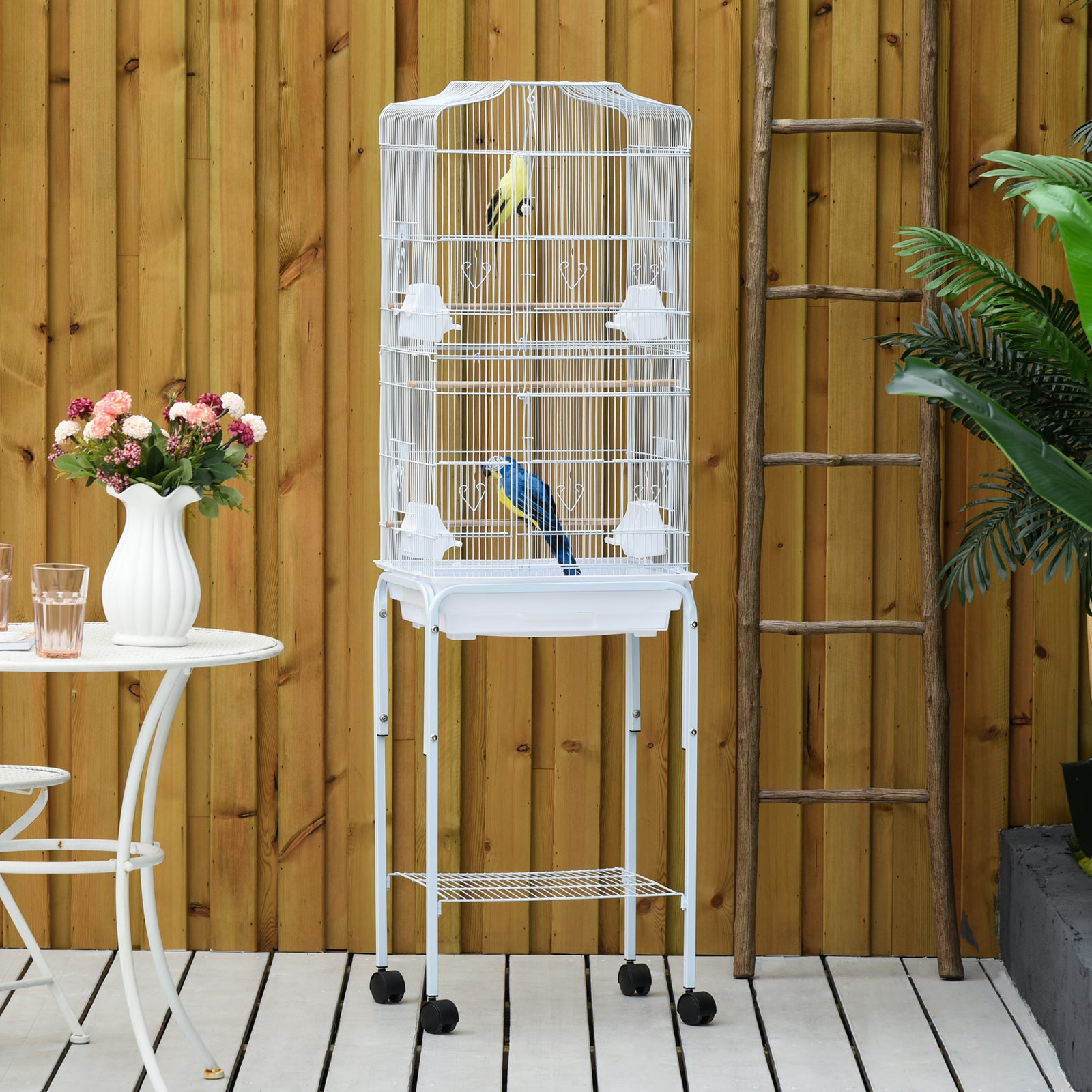 Bird Cage For Budgie Finch Canary Parakeet W/ Stand Sliding Tray | White