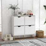 Shoe Storage Cabinet With 4 Flip Drawers For 16 Pairs | One Size | White