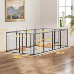 12 Panels Dog Pen, Heavy Duty Puppy Dog Playpen For Large Dogs | 80cm | Black