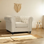 Button Tufted Velvet Living Room Armchair | Cream
