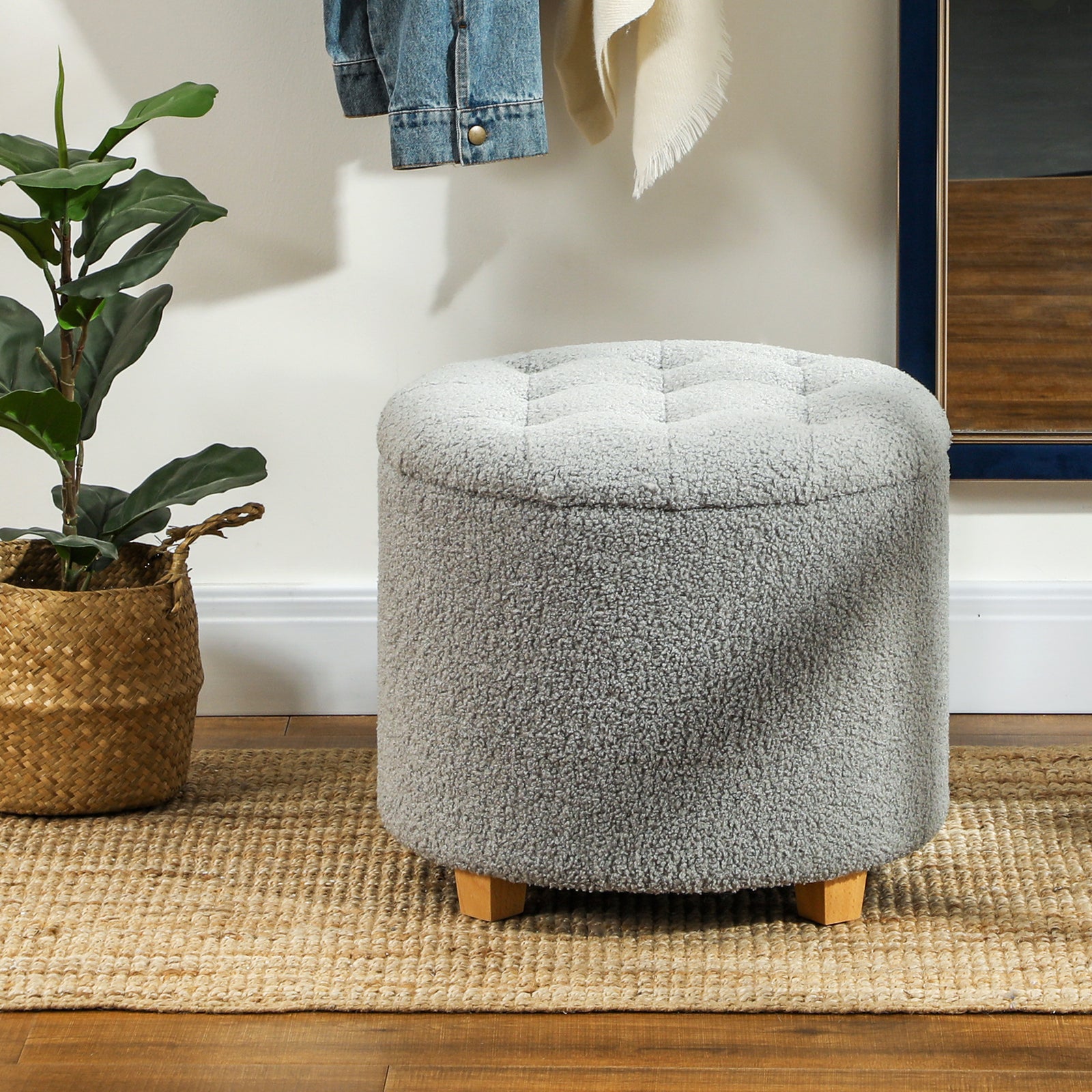 45cm Round Ottoman With Storage, Lid, Cashmere Footstool | One Size