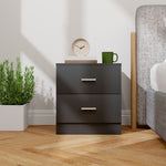 HOMCOM Bedside Table, Nightstand With 2 Drawers, Modern Side Table, Black