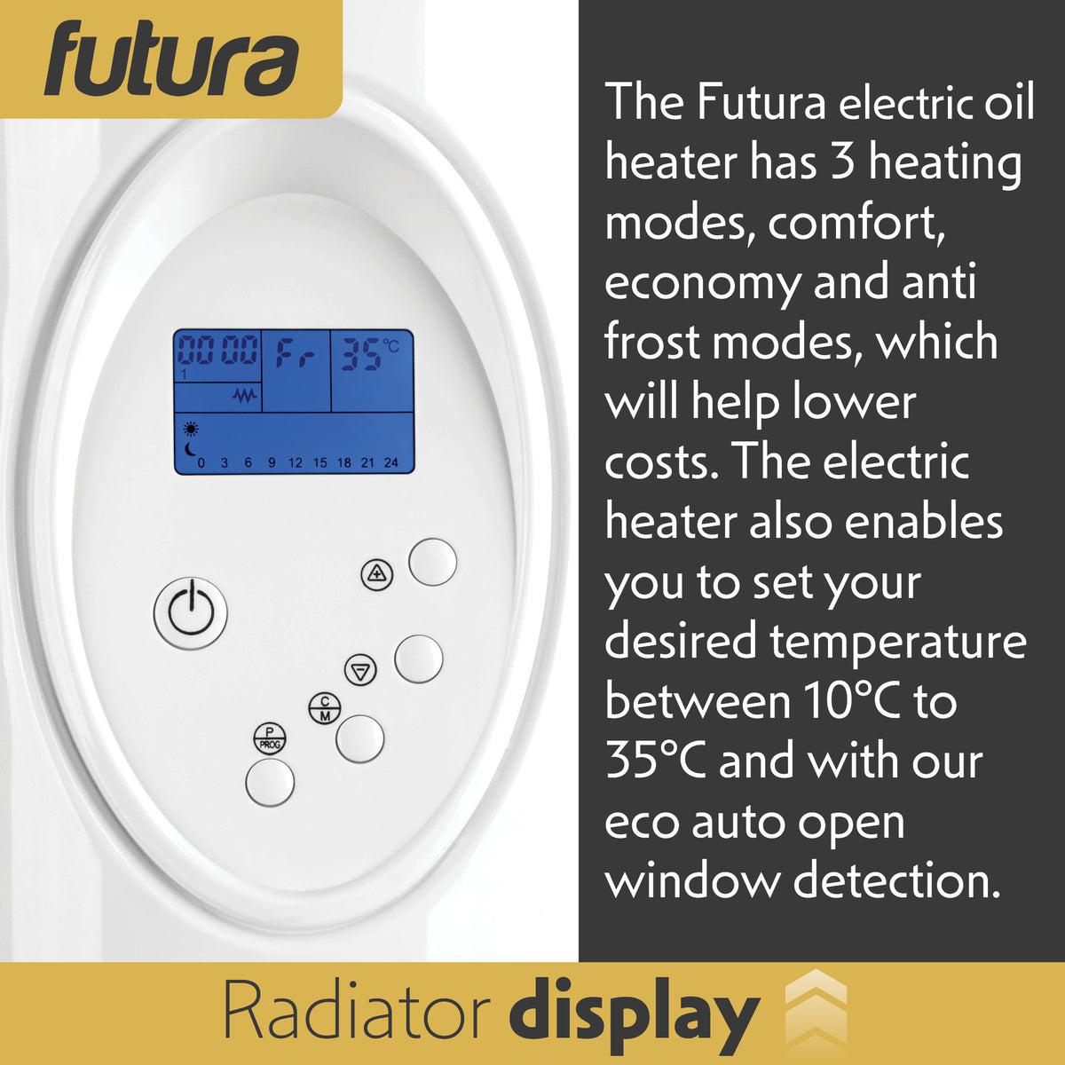 Electric Panel Heater Oil Filled Radiator Day Timer Wall Mounted Low Energy Retention Digital Thermostat Convector | 900w | White