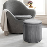 Ottoman Footstool With Storage Modern Pleated Storage Stool 38cm Dia X 38cm H