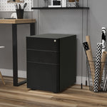 3 Drawer Metal Filing Cabinet Lockable 5 Wheels | One Size | Black