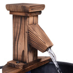 Wood Barrel Patio Water Fountain With Electric Pump