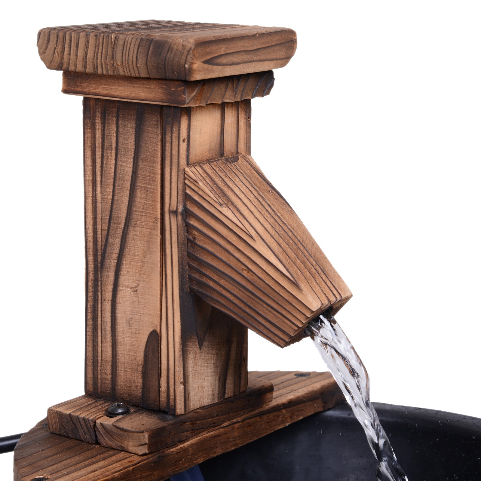 Wood Barrel Patio Water Fountain With Electric Pump