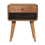 Solid Wood Curved Oak-ish Open Bedside