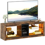HOMCOM Tv Stand, Entertainment Centre With Led Lights, Rustic Brown