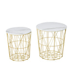 Set Of 2 Nesting End Tables Side Tables With Steel Frame