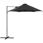2.5m Cantilever Parasol W/ 360° Rotation, Cross Base | Black