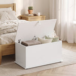 Storage Chest With Safety Hinged Lid, 102l Storage Box | White