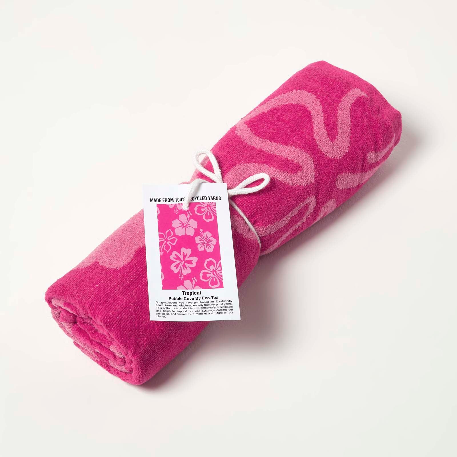 HOMESCAPES Pink Flower 100% Recycled Cotton Beach Towel