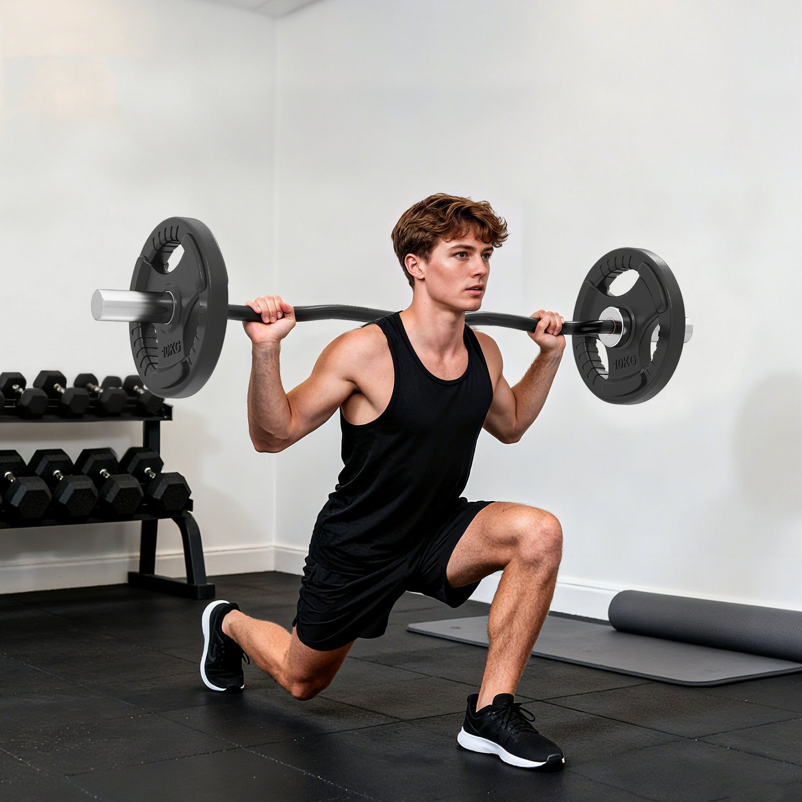 4ft Olympic Ez Curl Bar, Barbell Bar For 2" Weight Plates