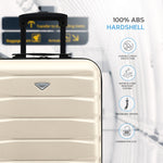 55x40x20cm Lightweight Luggage Hard Shell Cabin Suitcase 60+ Airlines Approved - Carry On Case - 4 Wheels | 55 x 40 x 20cm | Cream & Black