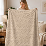 Textured Cable Throw Blanket – Soft Cosy Decorative Throw 150 X 200cm | 150cm x 200cm | Taupe