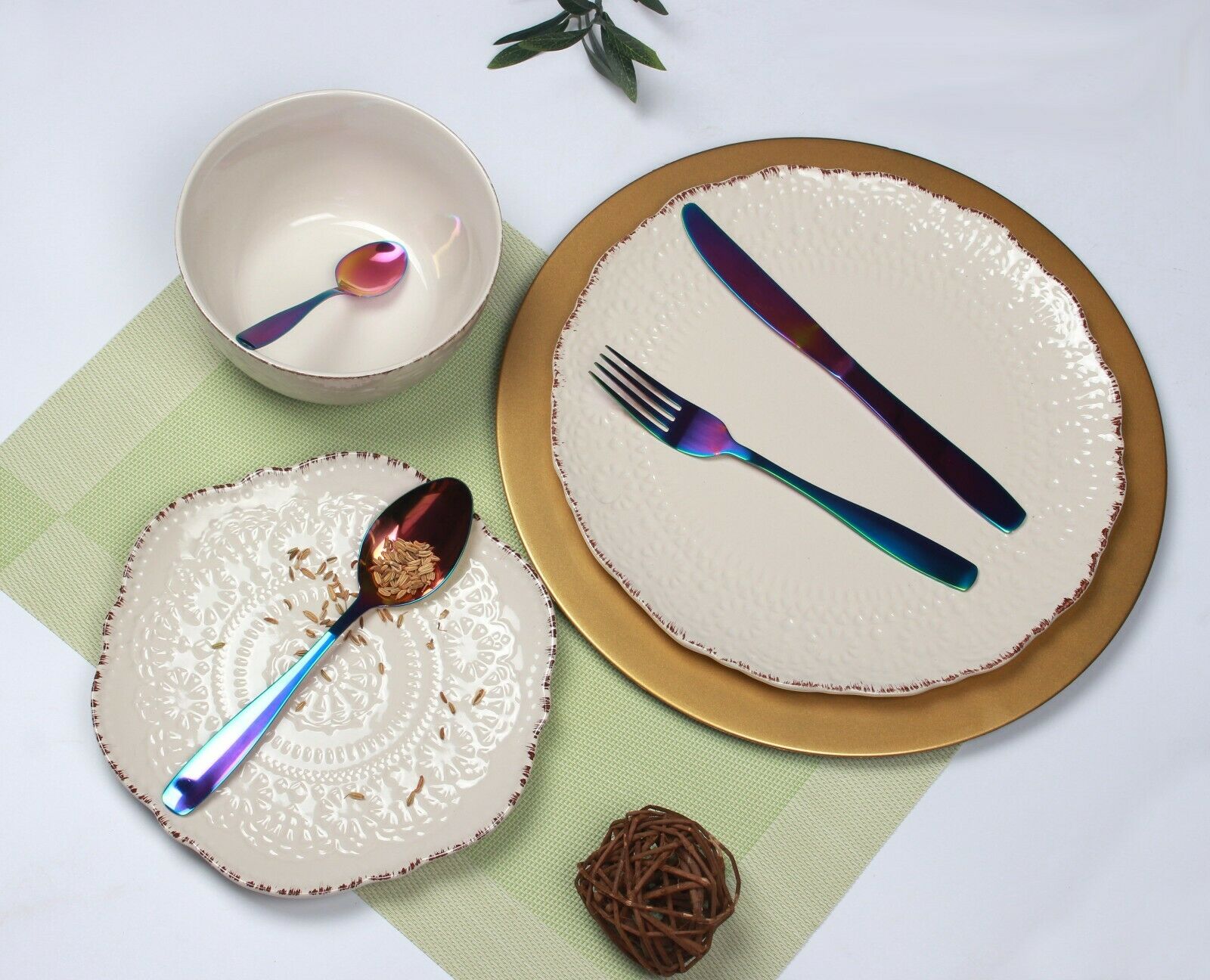 Cutlery Sets Rainbow Ss Light Spoon Fork 24 Piece Set