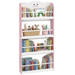 AIYAPLAY Kids Bookshelf Bookcase With 4-tier Shelves For Living Room, Pink