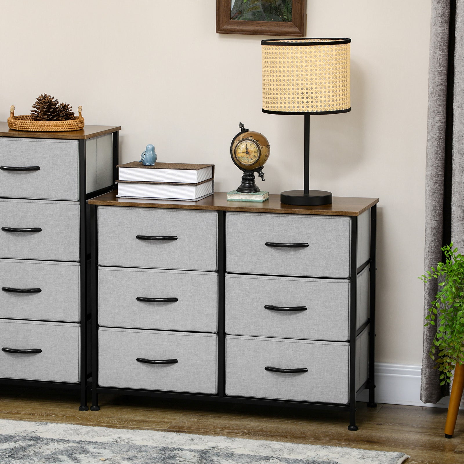 6/8 Drawer Fabric Chest Of Drawers W/ Wooden Top For Closet | Medium