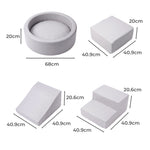 Soft Play Set 5pc Pu Leather Foam Blocks Baby Climbing Sliding Indoor Grey | Grey