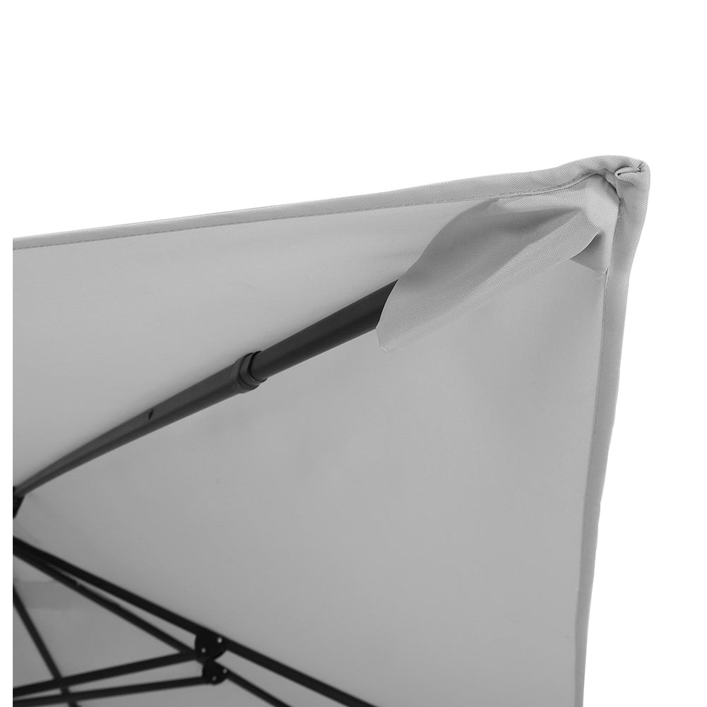 Large Square Patio Parasol With Durable Polyester Canopy, Pa Waterproof Coating, Adjustable Height, 360° Foot Pedal Rotation With Cross Base & Fillable Base | One Size | Light Grey