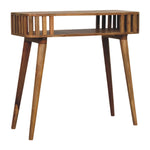 Slatted Oak-ish Console,1 Open Slot, Beige