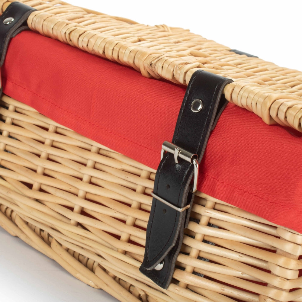 36cm Buff Wicker Empty Picnic Basket | One Size | Red