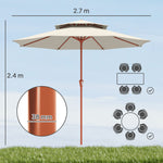 2.7 M Garden Parasol With Double Top | Cream