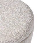 Beige Upholstered Round Storage Ottoman For Bedroom Living Room And Makeup Room