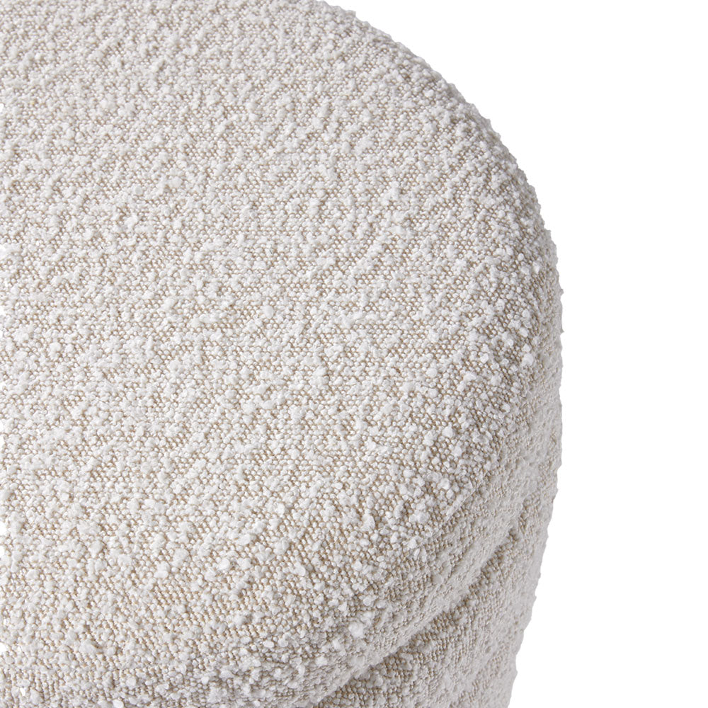 Beige Upholstered Round Storage Ottoman For Bedroom Living Room And Makeup Room