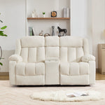 Lovell 2 Seat Manual Recliner Sofa With Central Console | Cream