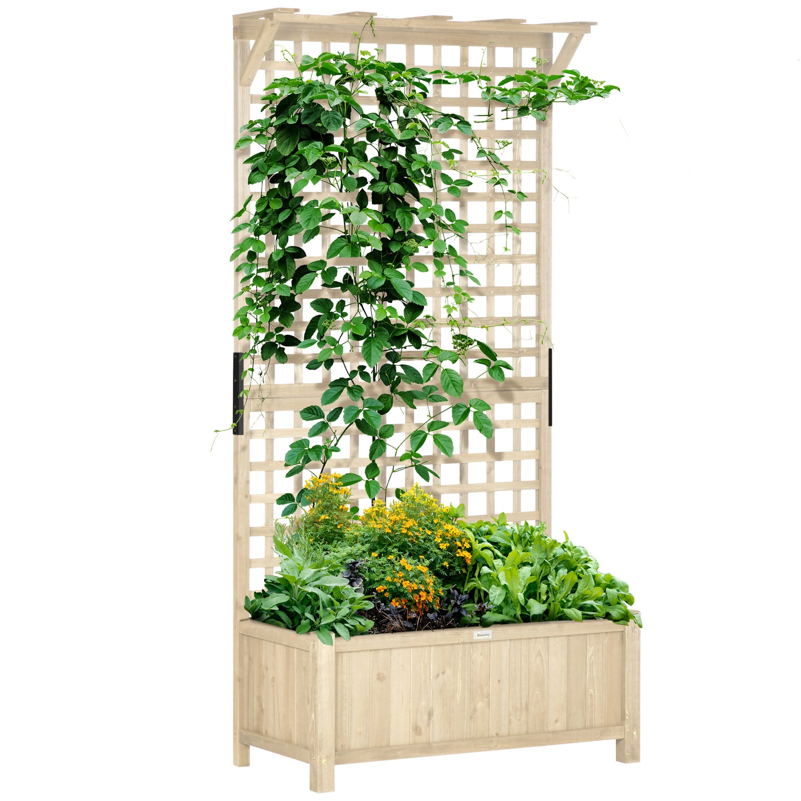 Wooden Trellis Planter With Drain Holes | Yellow