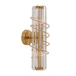 Antique Gold Crystal Wall Light – Elegant Spiral Design With 2 E14 Bulb Sockets, Indoor Use