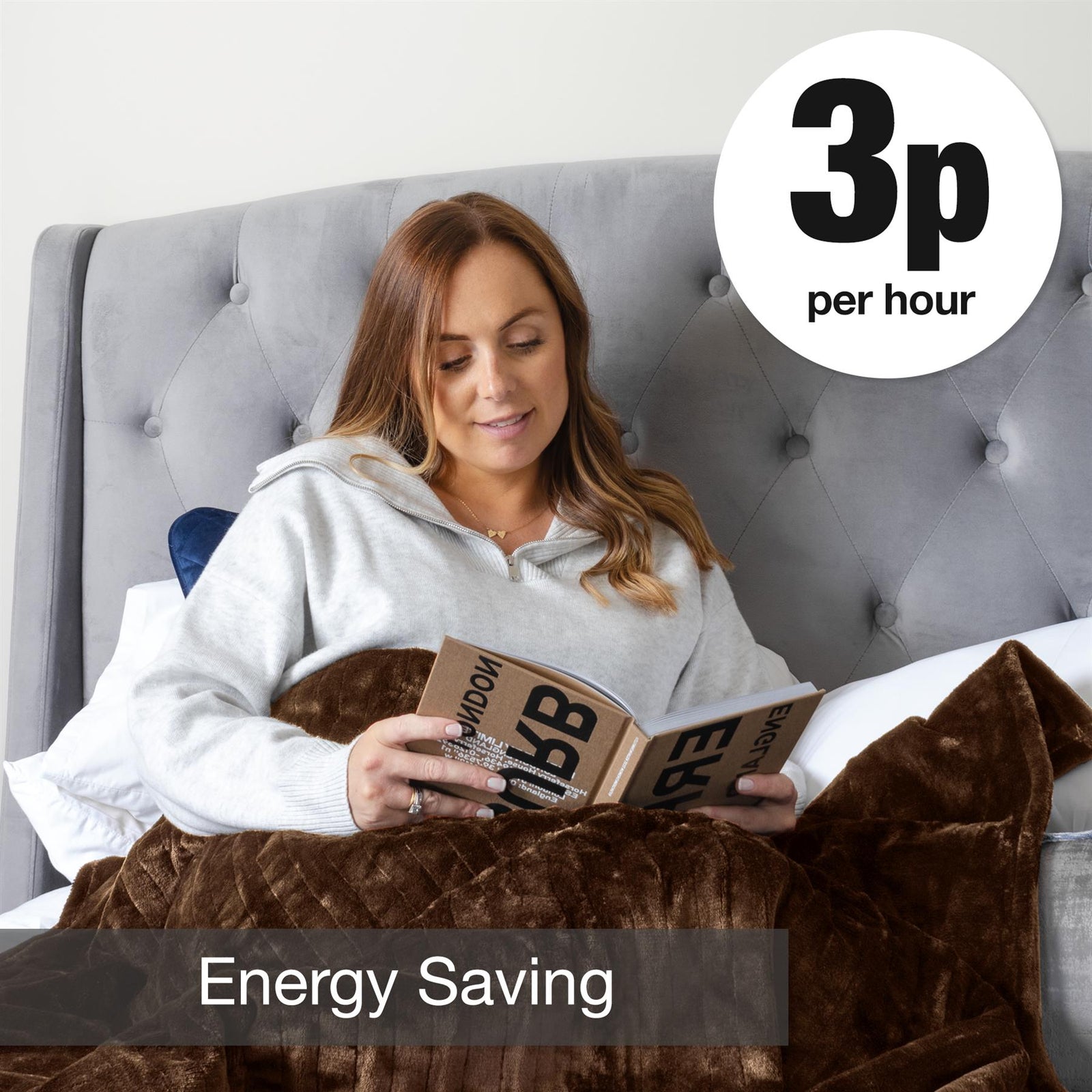 Deluxe Electric Throw Heated Double Over Blanket Soft Fleece  9 Heat & 12 Timer Settings | L | Brown