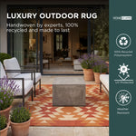 Luxury Outdoor Rug Waterproof Reversible For Garden Patio 100% Recycled, Orange Anya Aztec | 150cm x 240cm | Orange