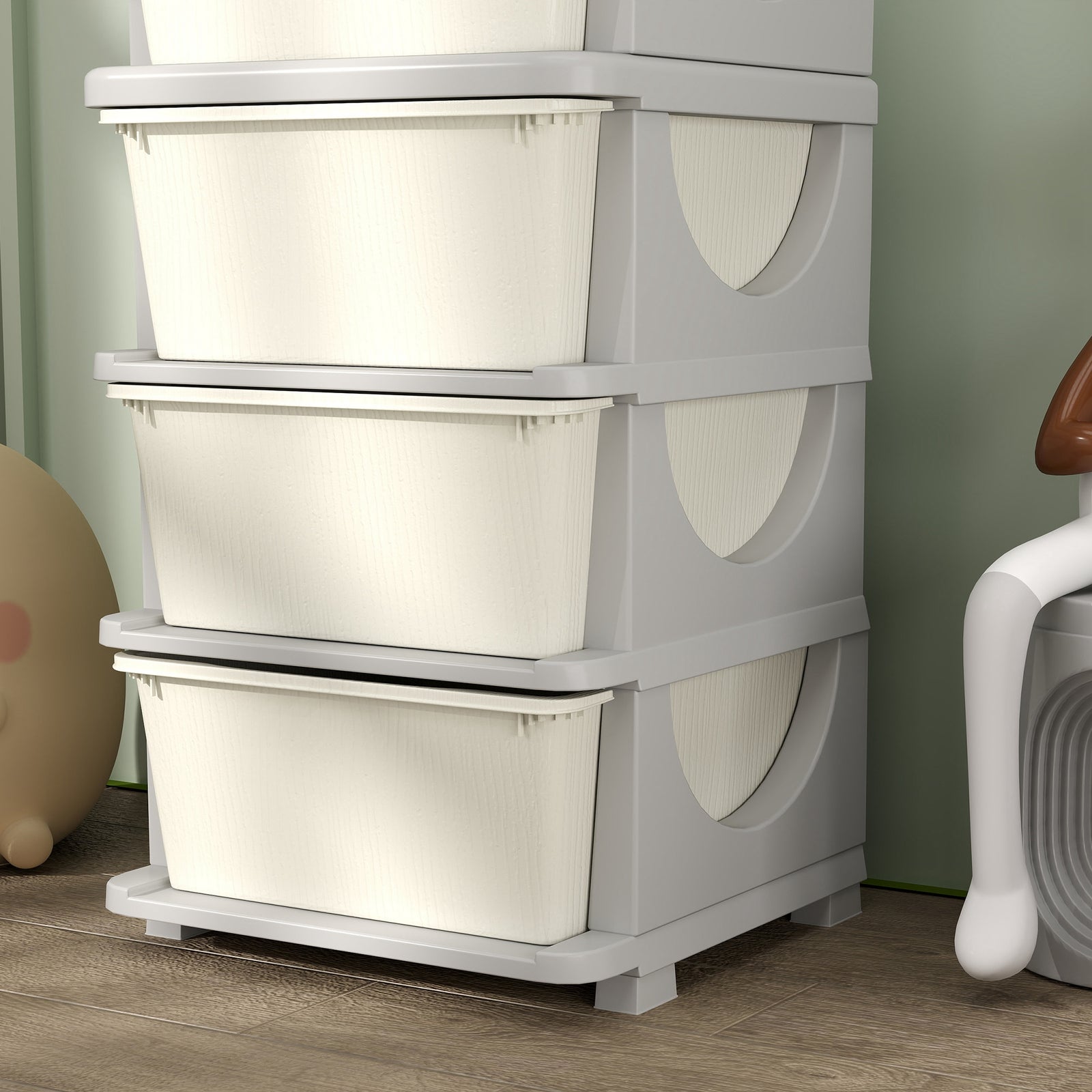 Kids Storage Units With Drawers 4 Tier Chest Dresser Tower | Cream
