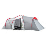 4-6 Man Tunnel Tent, Camping Tent W/ Bedroom, Living Area | Gray