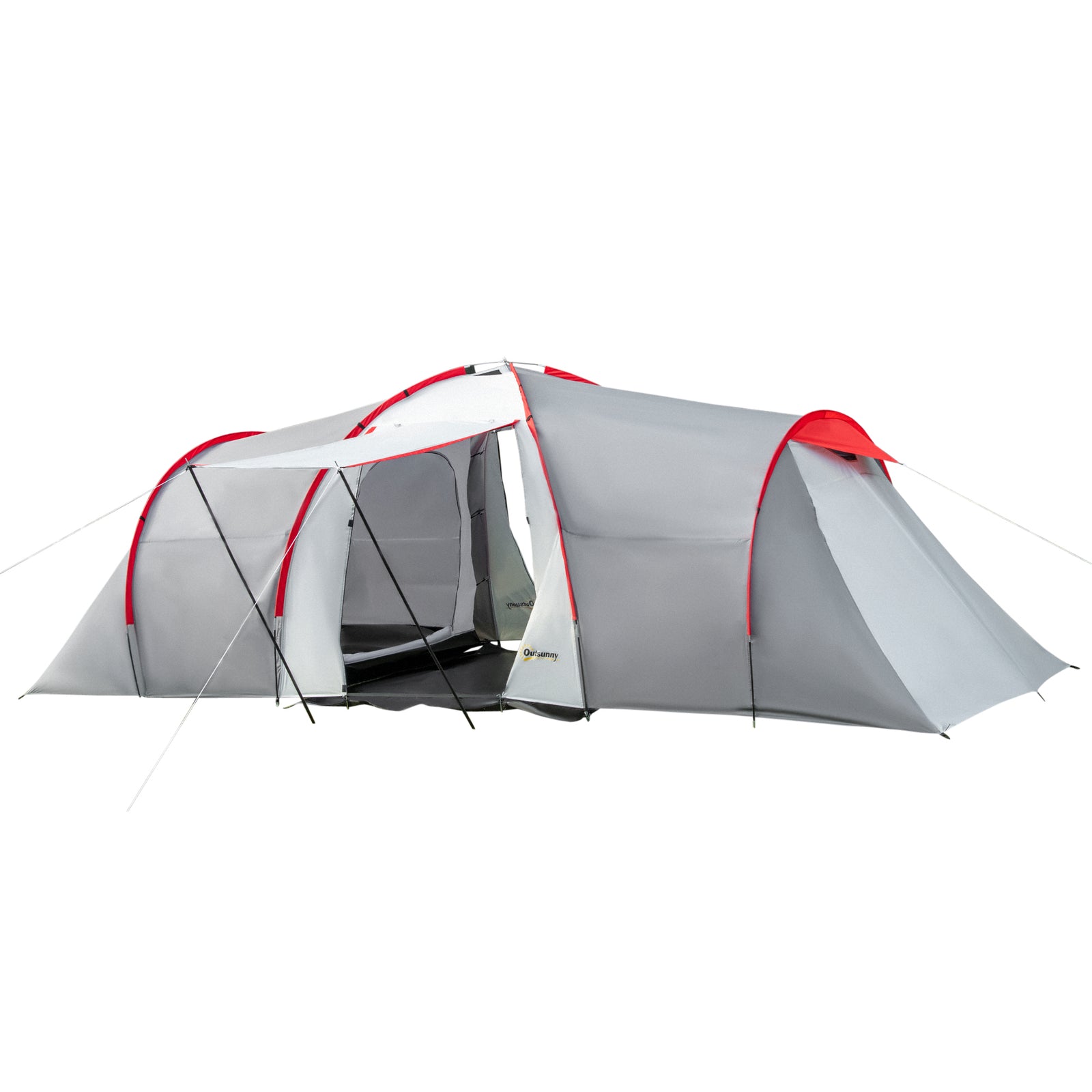 4-6 Man Tunnel Tent, Camping Tent W/ Bedroom, Living Area | Gray