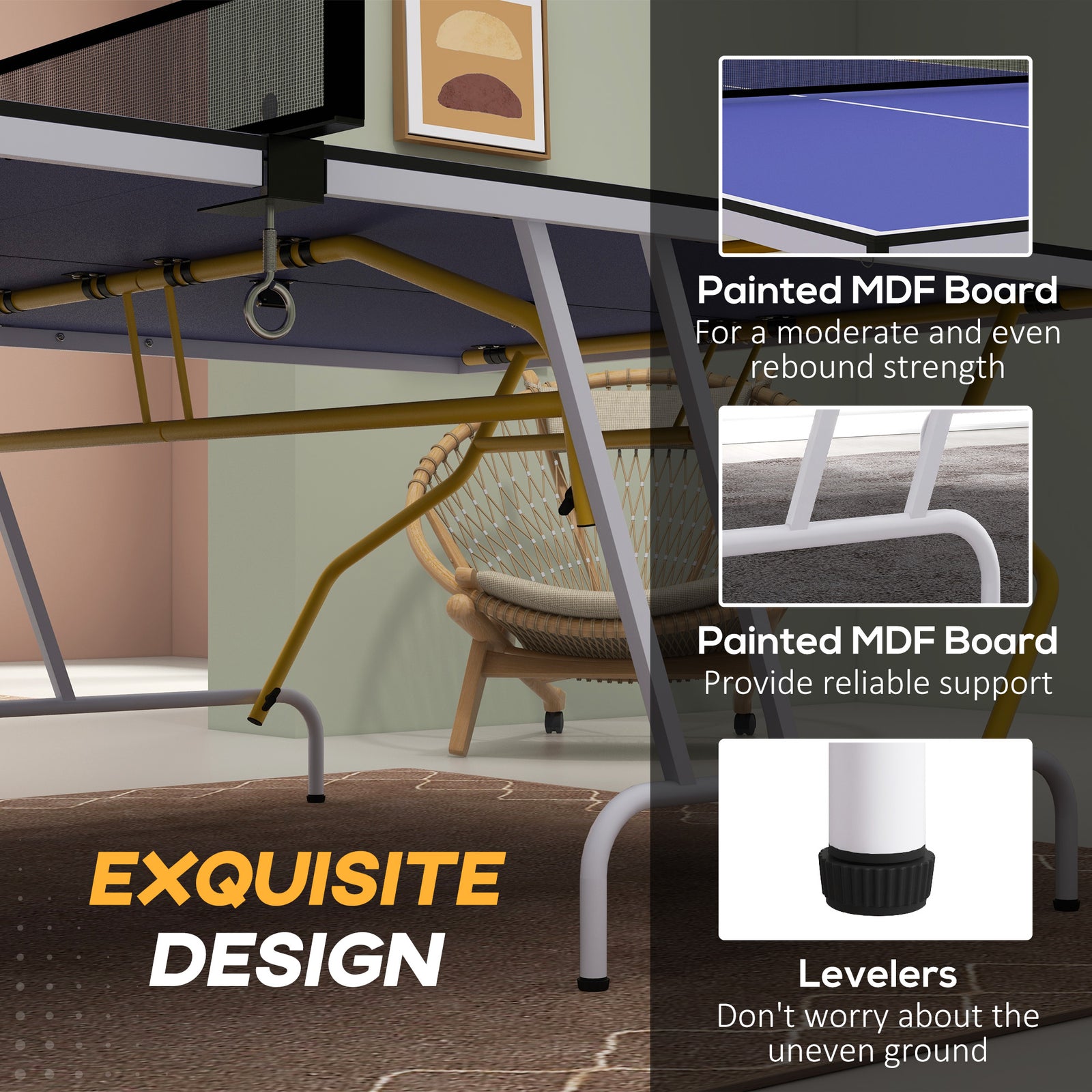 9ft Table Tennis Table With Cover | Blue