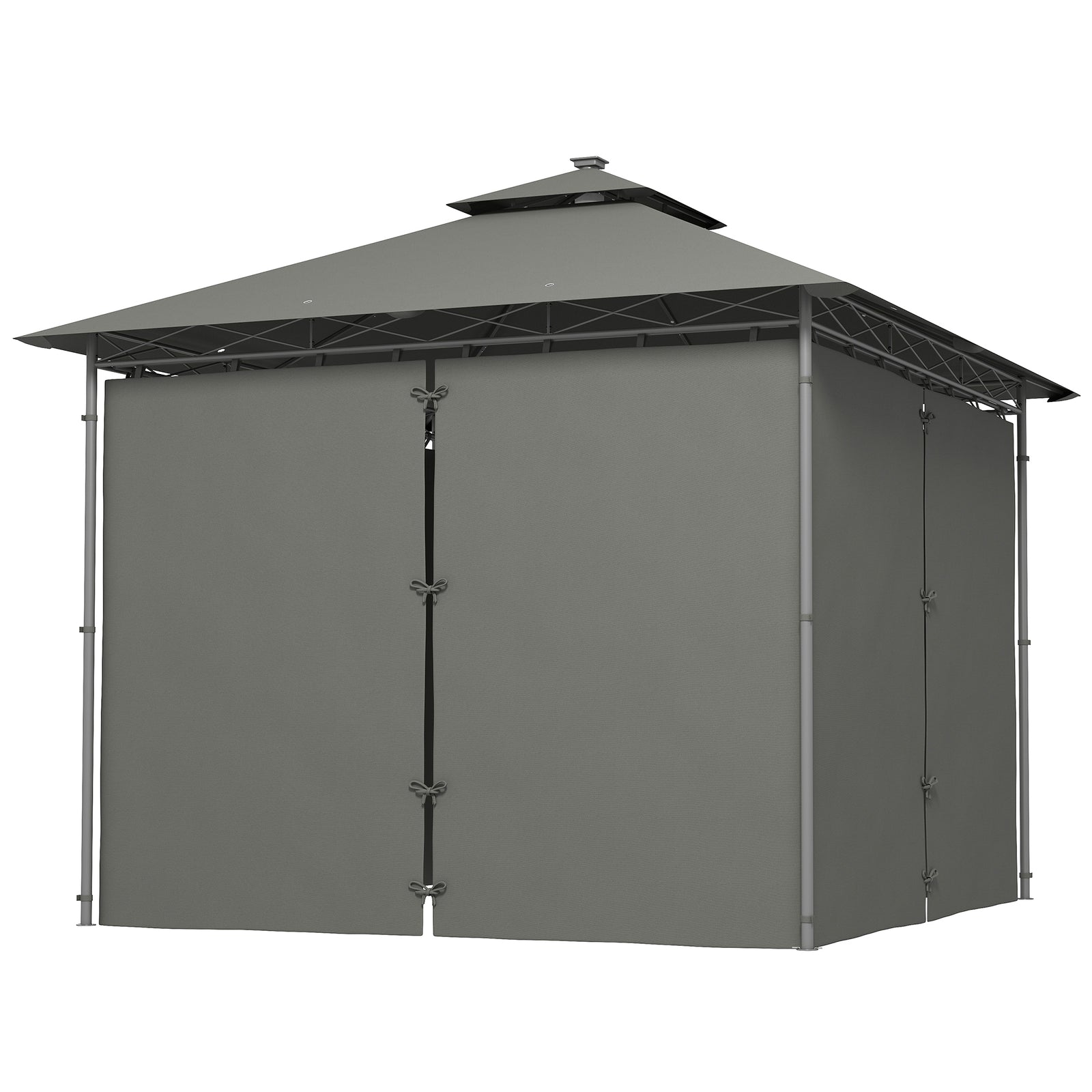3x3m Garden Gazebo, Double Roof | Dark Grey