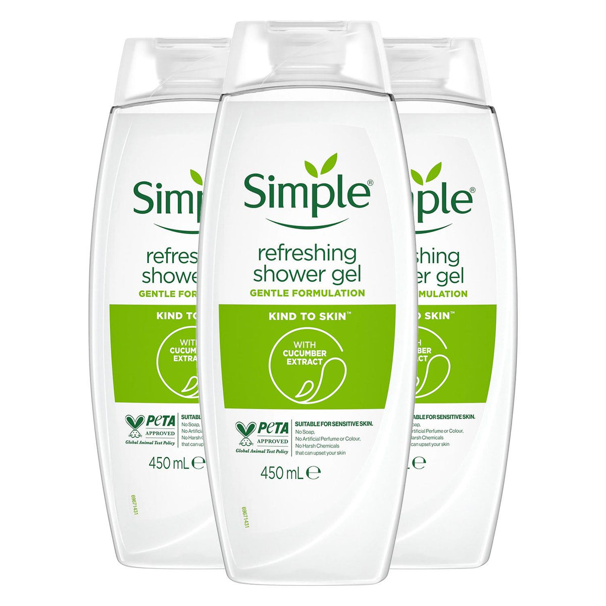 Kind To Skin Refreshing Shower Gel With Gentle Formulation 450ml, 3 Pack | Set of 3