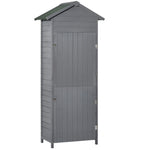 Wood Garden Storage Shed Tool Cabinet With Felt Roof | Dark Gray