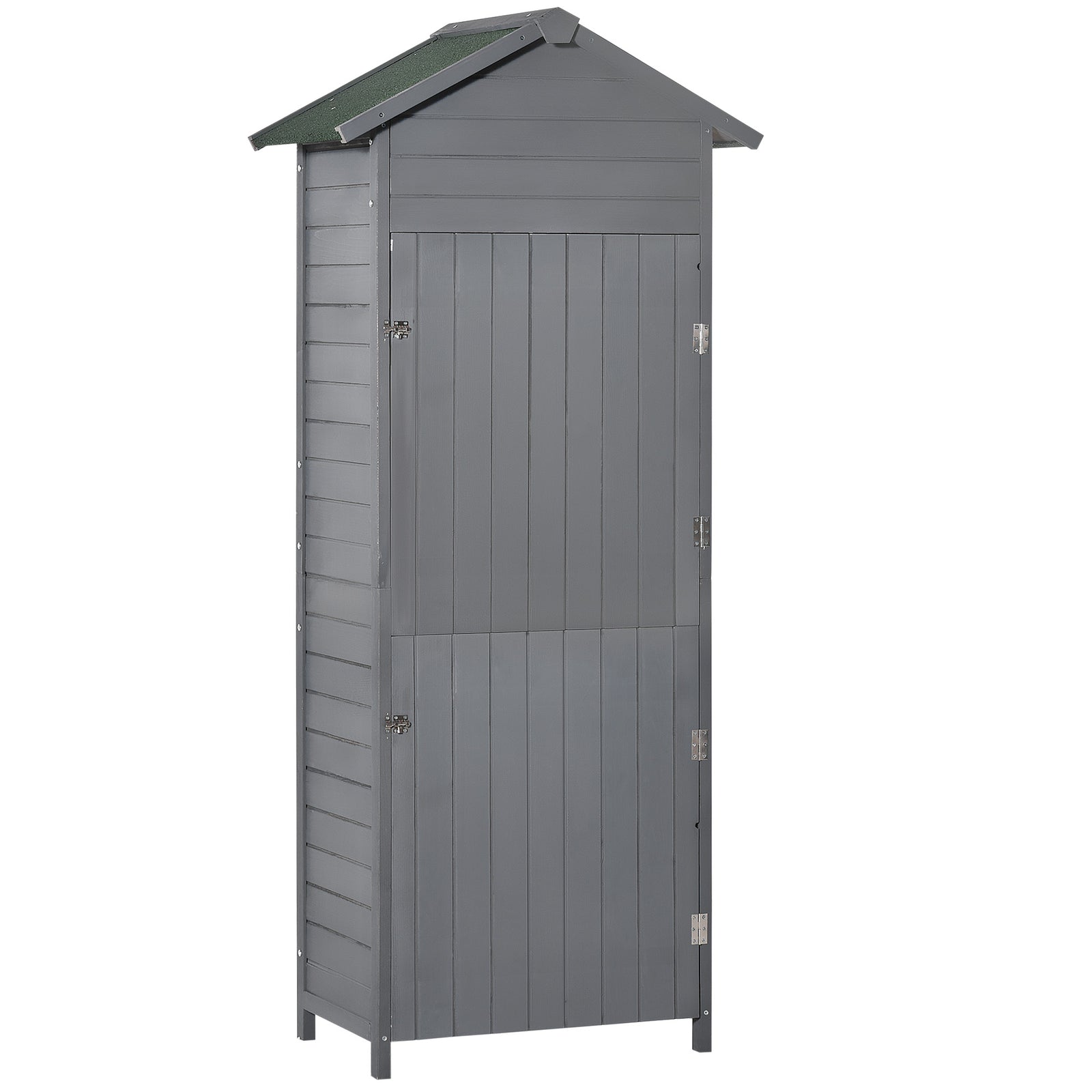 Wood Garden Storage Shed Tool Cabinet With Felt Roof | Dark Gray
