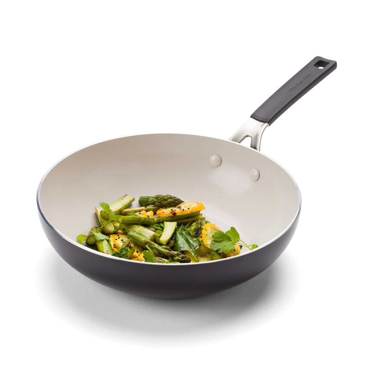 KitchenAid Cookware Coloured Aluminium Wok, Pfas Free, 28cm, Matt Black
